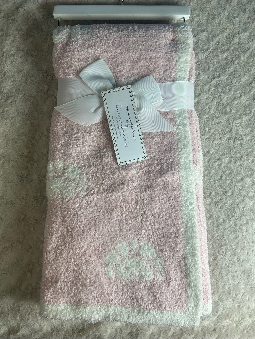 Cupcakes and Cashmere Baby Happy Sunshine Blanket Pink White Chenille Soft Cozy